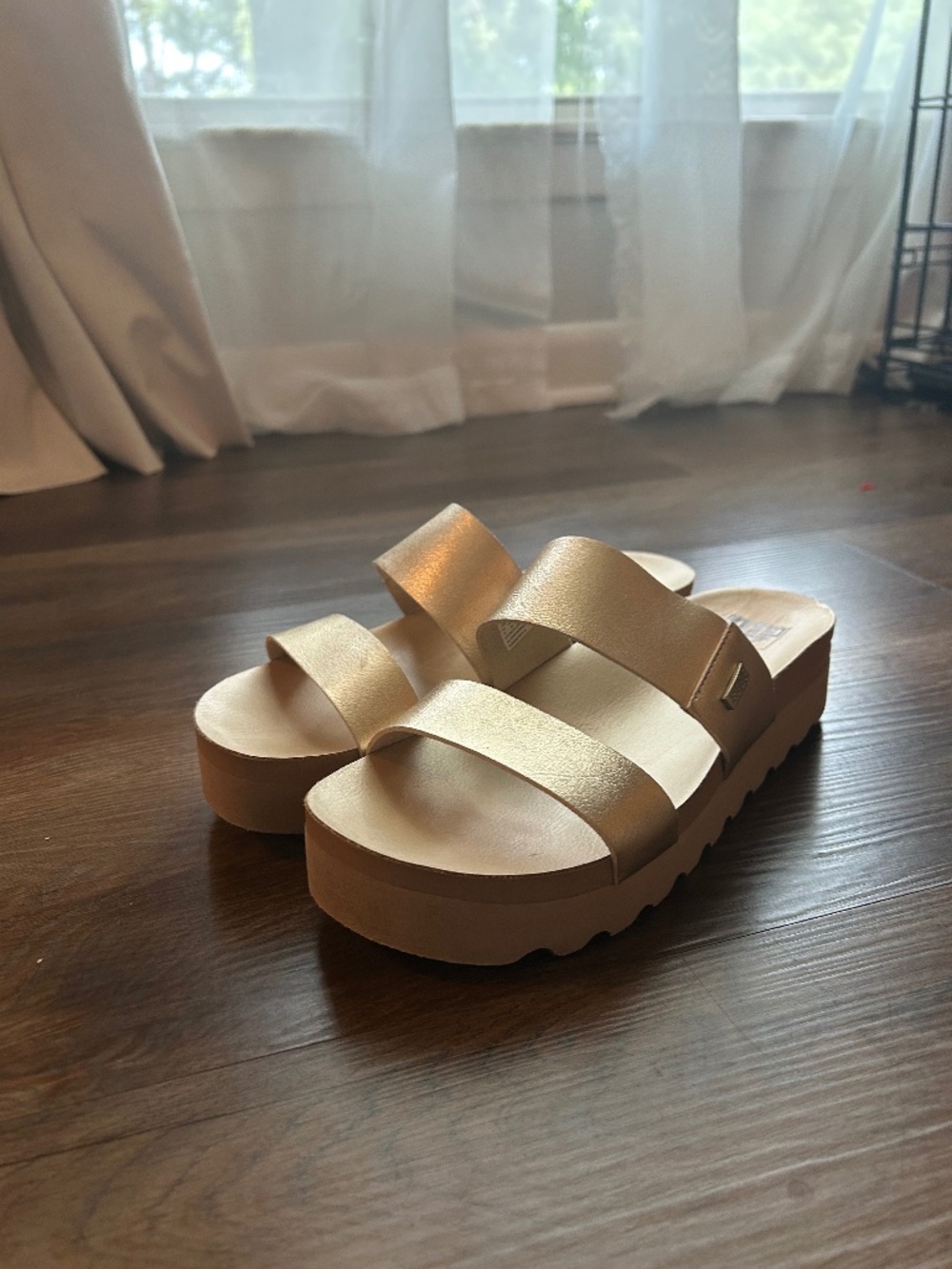 Reef Platform Slide Sandals Champagne Gold 9
